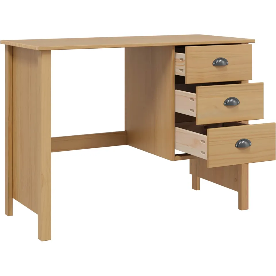 vidaXL Bureau met lades HILL Honingbruin 100 x 45 x 74 cm bruin, foto 4