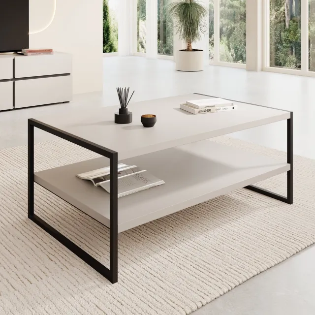 MEUBELLA Etsu - Salontafel - Beige - 100x65x43 cm
