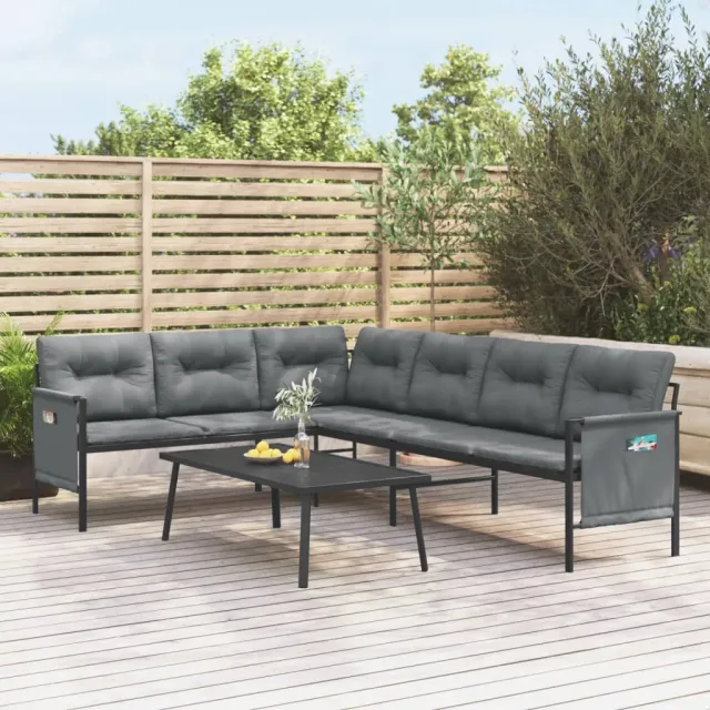 vidaXL 2-delige Loungeset staal antracietkleurig Anthraciet