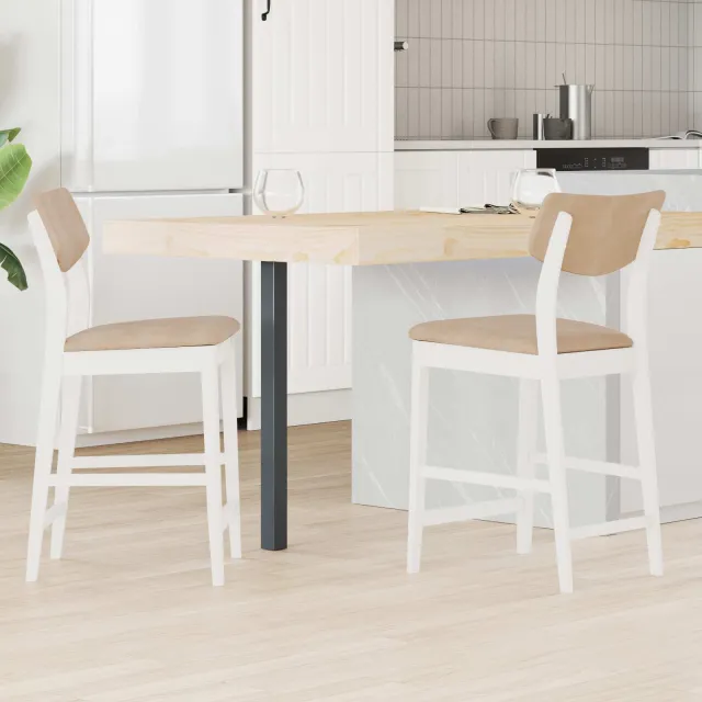 vidaXL Eettafelstoelen 2 st Massief Rubberhout Wit 48 x 49 x 95 cm