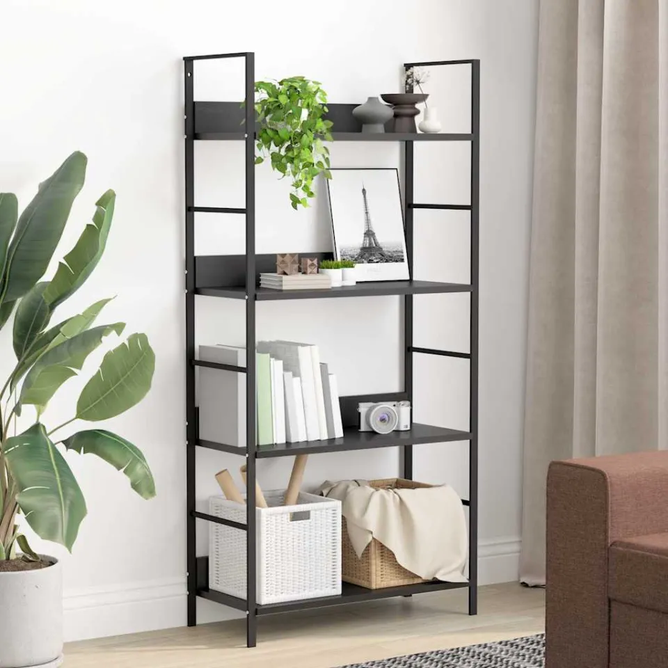 vidaXL Boekenkast met 4 schappen 60x27,6x90,5 cm bewerkt hout zwart, foto 3