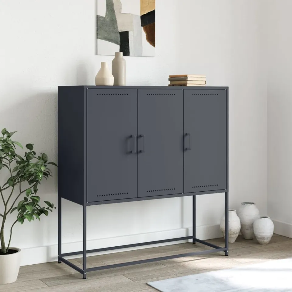 vidaXL Hoge kast 100,5x39x107 cm staal antracietkleurig, foto 3
