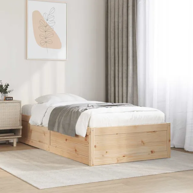 vidaXL Bedframe zonder matras massief grenenhout 75x190 cm bruin