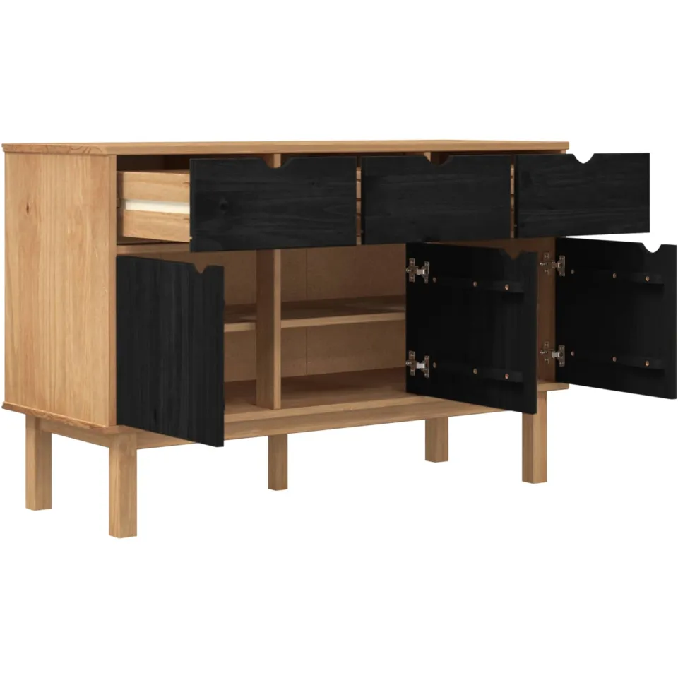 vidaXL Dressoir OTTA Bruin en zwart 114 x 43 x 73,5 cm
