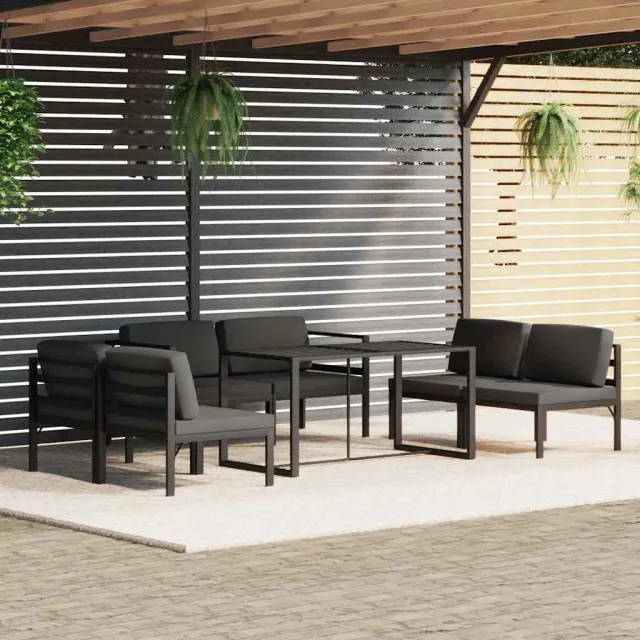 vidaXL 7-delige Loungeset met kussens aluminium antracietkleurig, foto 2