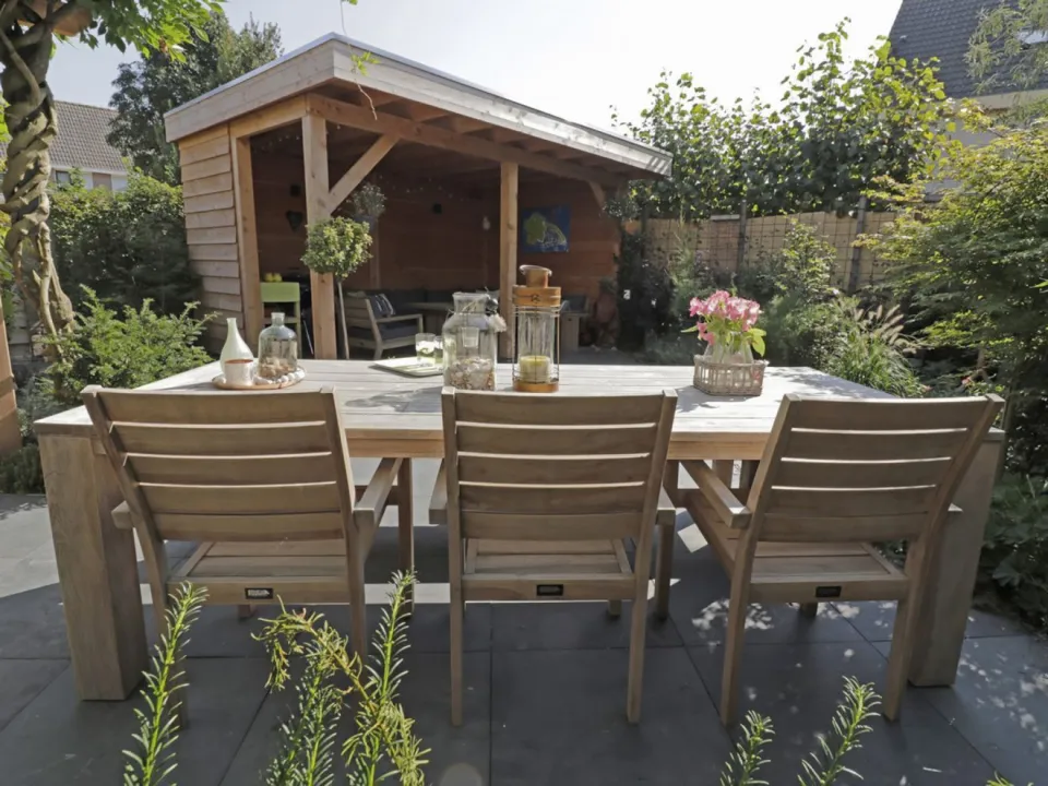 ROUGH Furniture ROUGH-S/ROUGH-X 240cm dining tuinset 7-delig stapelbaar bruin, foto 4