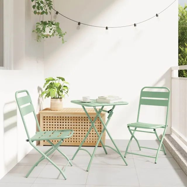 vidaXL Bistroset 3 st Groen Staal, foto 2