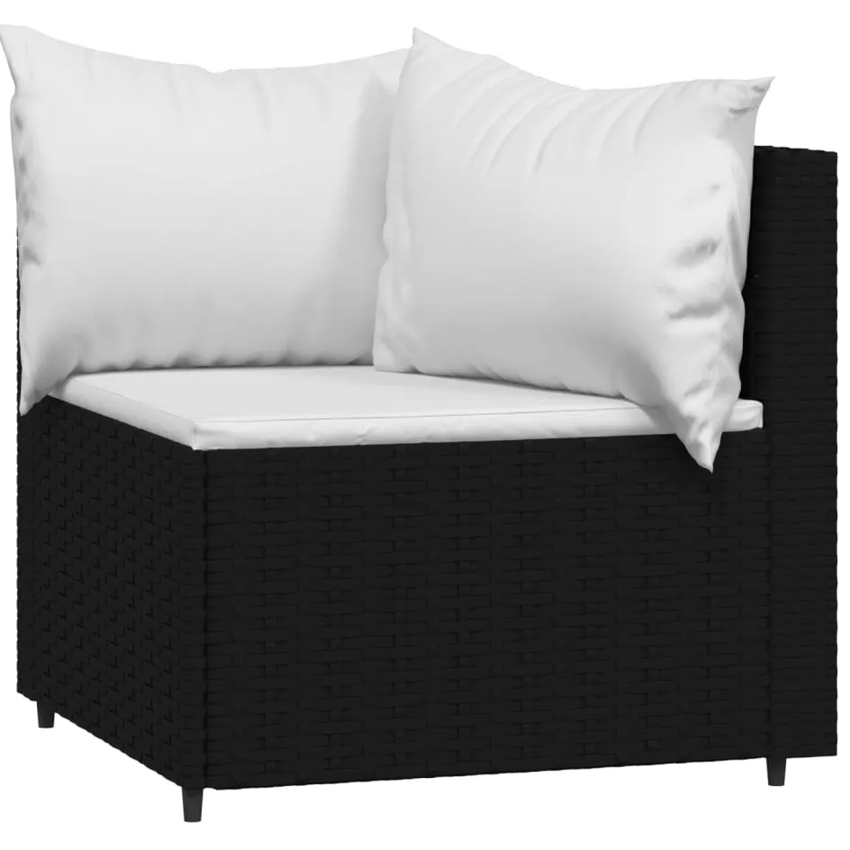 vidaXL 4-delige Loungeset met kussens poly rattan zwart