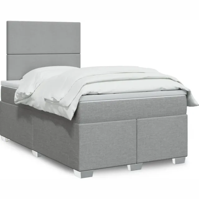 vidaXL Boxspring met matras stof lichtgrijs 120x190 cm grijs