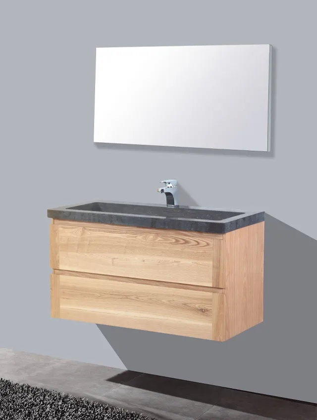 Sanilux Badkamermeubelset Sanilux Wood Stone 100x47x50 cm Massief Eikenhout Massief hout