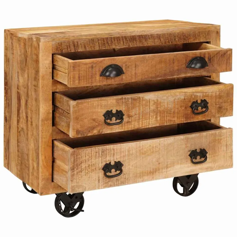 vidaXL Bijzetkast met lade Bruin 70 x 38 x 63 cm massief mangohout, foto 4