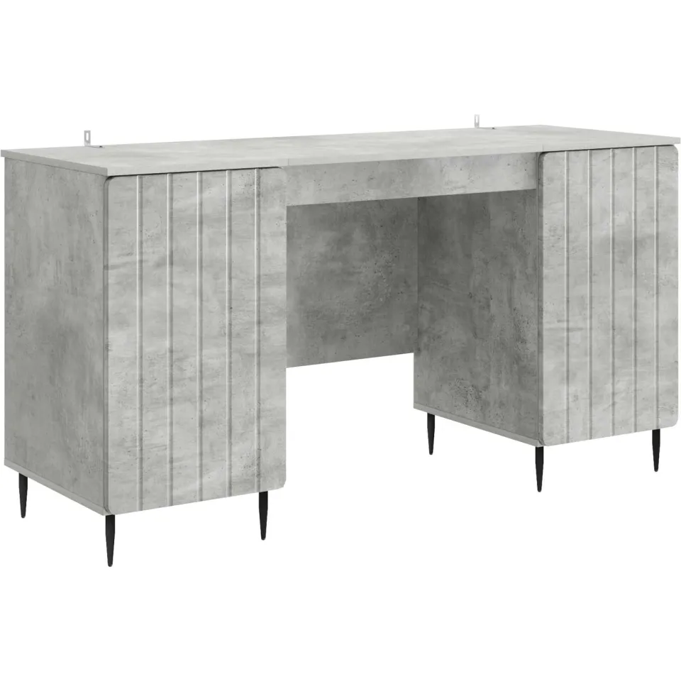 vidaXL Bureau Betongrijs 142,5 x 50 x 75 cm Bewerkt hout grijs, foto 3