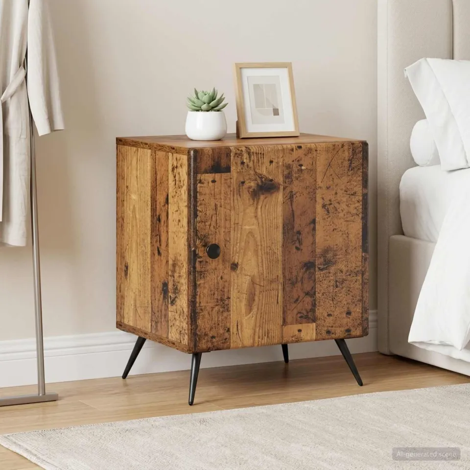vidaXL Nachtkastje 2 st Oud hout 43 x 34,5 x 50 cm Bewerkt hout bruin, foto 4