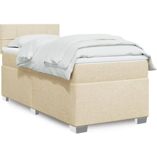 vidaXL Boxspring met matras stof crèmekleurig 100x200 cm