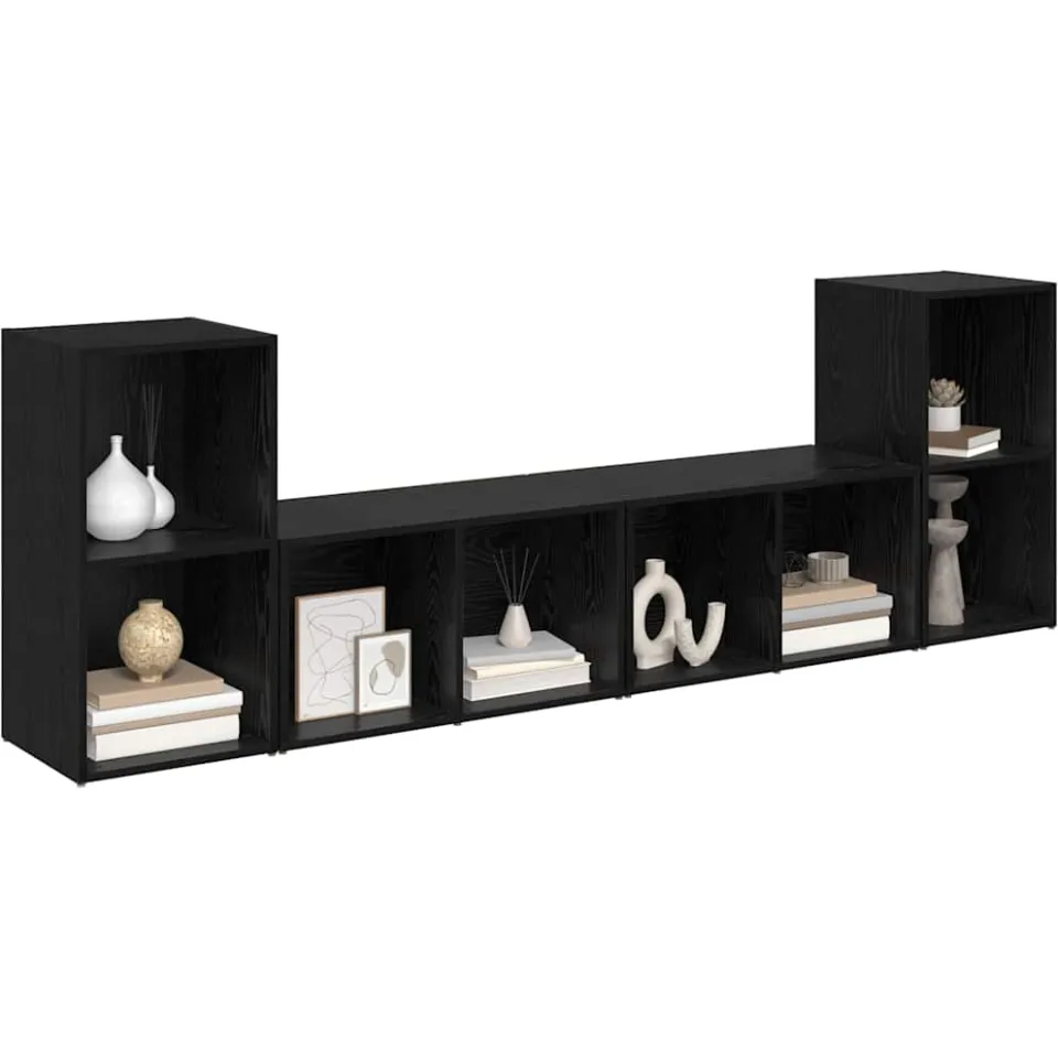 vidaXL Tv-meubelset 4 st 37 x 37 x 72 cm Zwart Eiken
