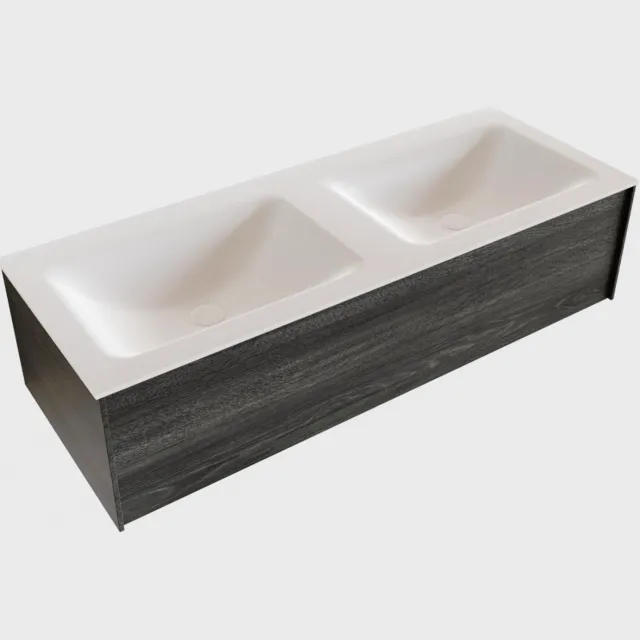 Boss & Wessing Badkamermeubel BWS Madrid Antraciet 120x45x30 cm Mat Witte Solid Surface Wastafel Dubbel (0 kraangaten)