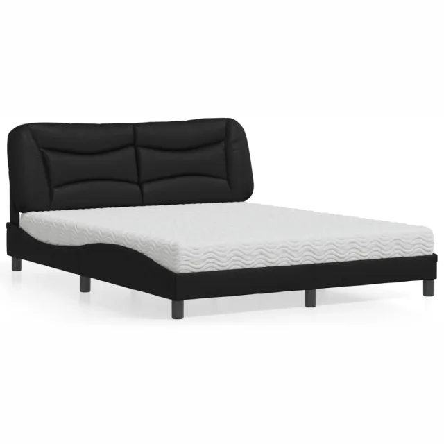 vidaXL Bed met matras "Hvar" kunstleer zwart 160x200 cm