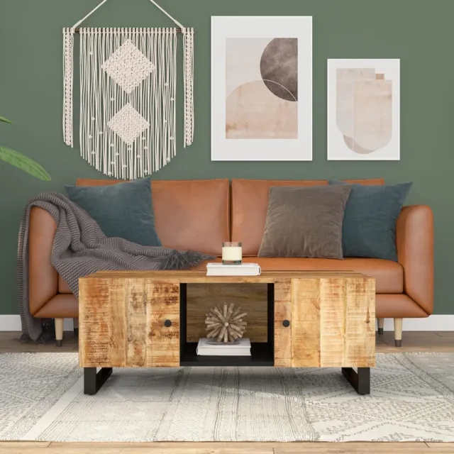 vidaXL Salontafel 100x54x40 cm massief mangohout en bewerkt hout bruin, foto 2