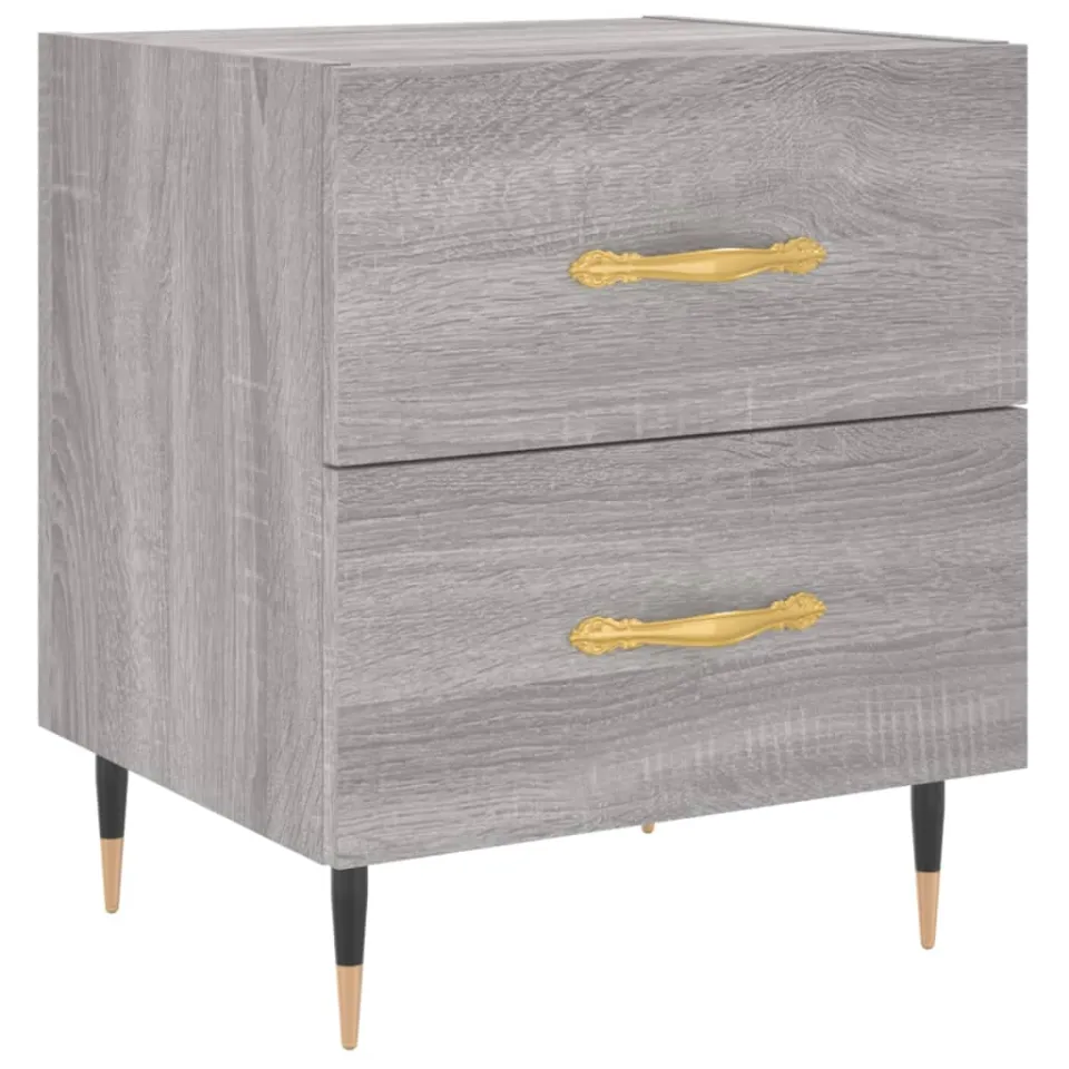 vidaXL Nachtkastjes 2 st 40x35x47,5 cm bewerkt hout grijs sonoma eiken