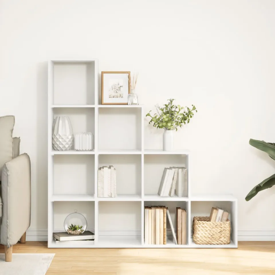 vidaXL Kamerscherm / boekenkast 4-laags 131,5x29x131,5 cm hout wit, foto 2