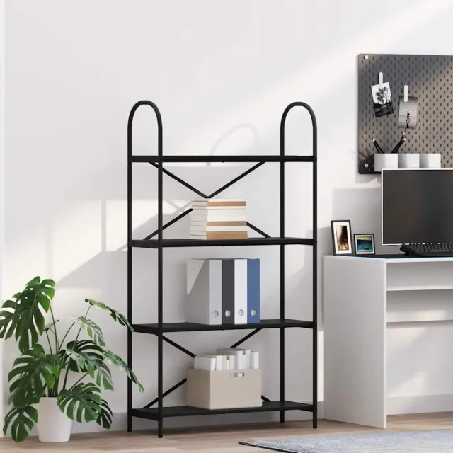 vidaXL Boekenkast 4-laags 80 x 30 x 146 cm Bewerkt hout Zwart Eiken, foto 2