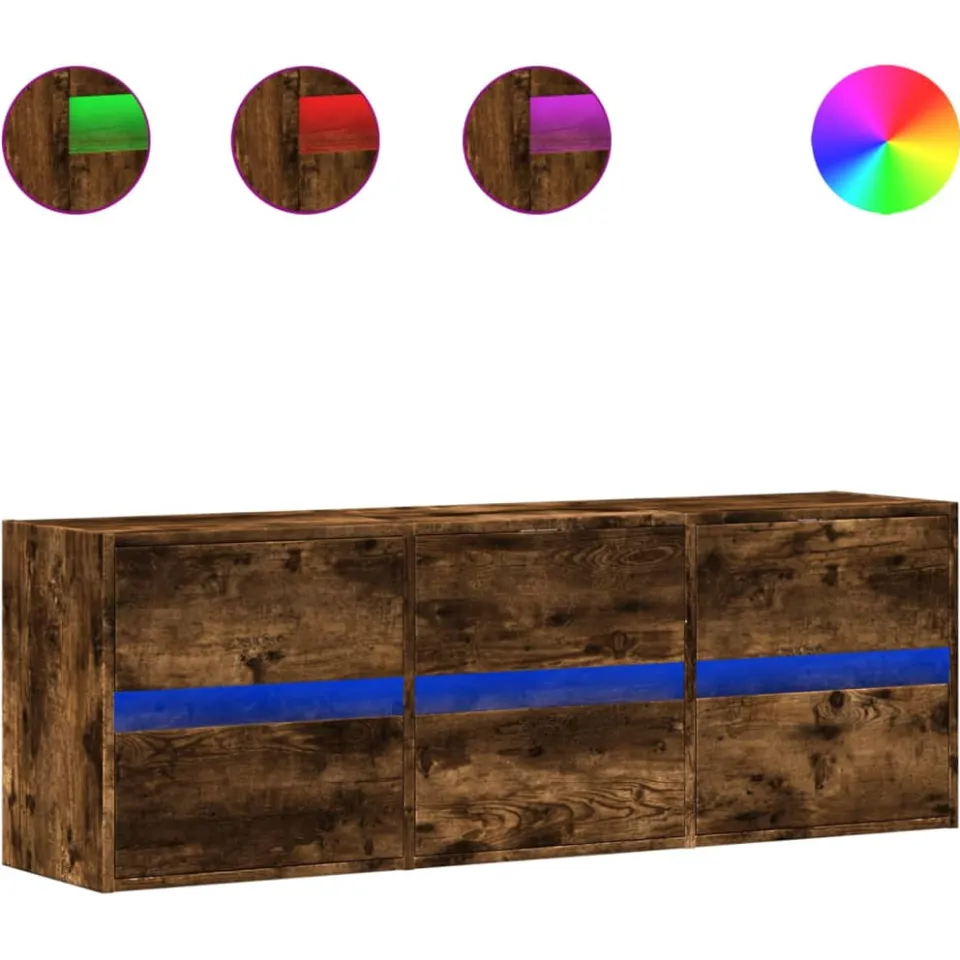 vidaXL Tv-wandmeubel met LED-verlichting 130x31x45 cm gerookt eiken Bruin