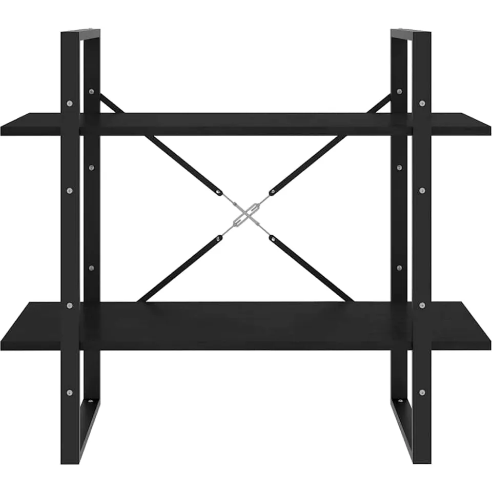 vidaXL Boekenkast met 2 schappen 80x30x70 cm massief grenenhout zwart, foto 4