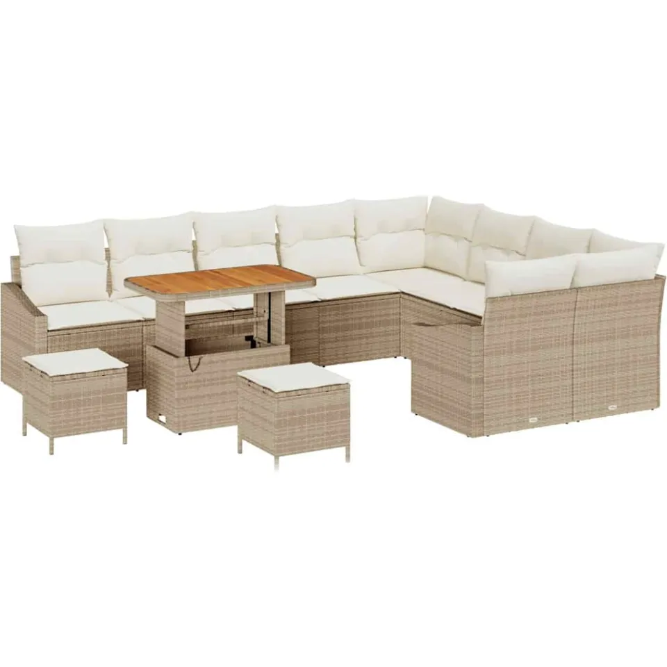 vidaXL Tuinbankenset 12 st Beige poly rattan