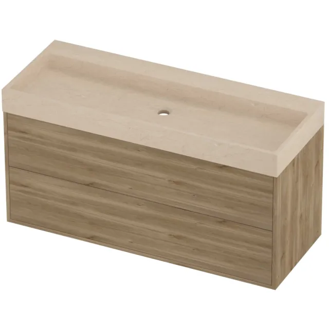 Proline Evoli Badmeubelset Hardsteen Loft Centraal 120x46x62 cm Sand Stone Cider Oak Eiken