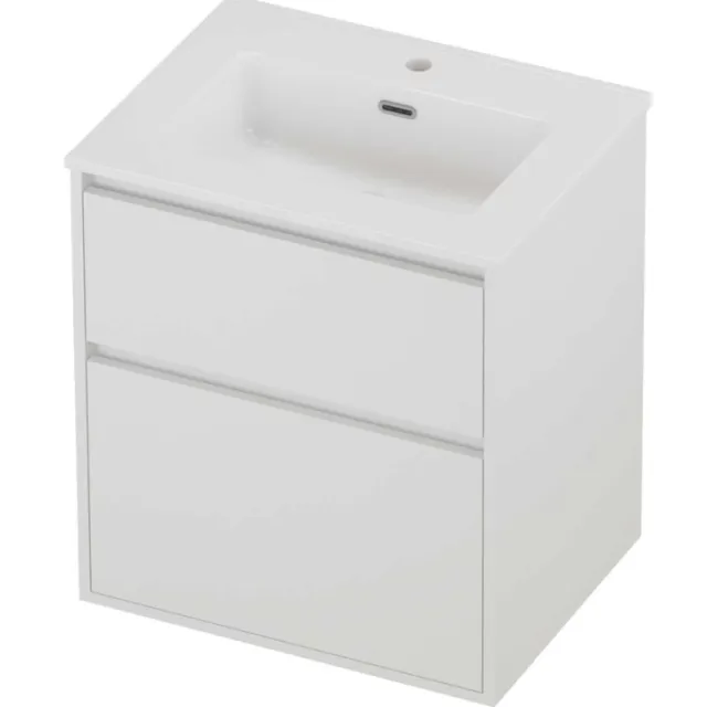 Proline Tribute Badmeubelset Porselein Elegant 1 Gat 60x46x67 cm Glans Wit Mat White Mat Wit