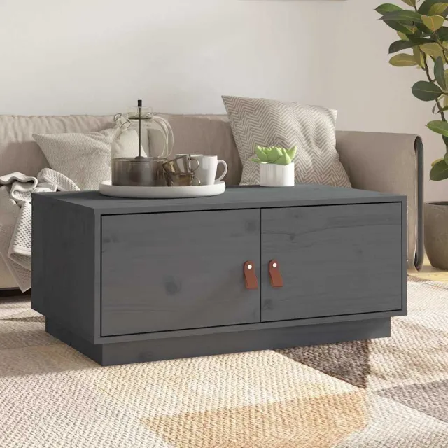 vidaXL Salontafel 80x50x35 cm massief grenenhout grijs, foto 2