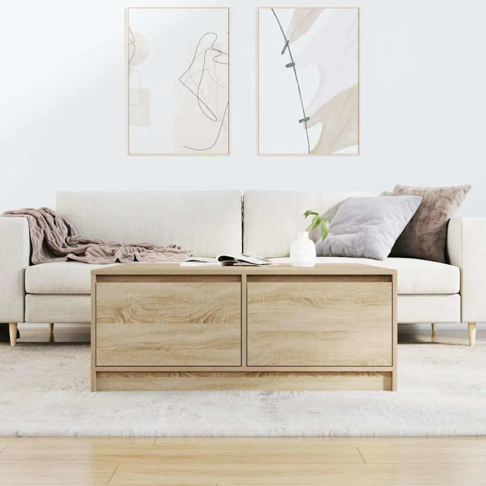 vidaXL Salontafel met lades 100x100x40 cm sonoma eikenkleurig, foto 2