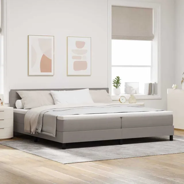 vidaXL Boxspringbed met kussen met hoofdeinde Taupe 200 x 200 cm Stof