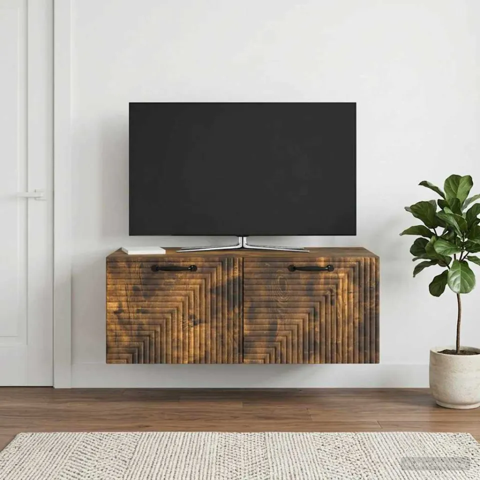 vidaXL Wandbeugel TV-kast Gerookt eiken 78,5 x 41 x 30 cm Bewerkt hout, foto 4