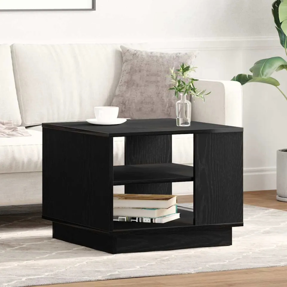vidaXL Salontafel Zwart Eiken 55 x 55 x 42 cm Bewerkt hout, foto 4