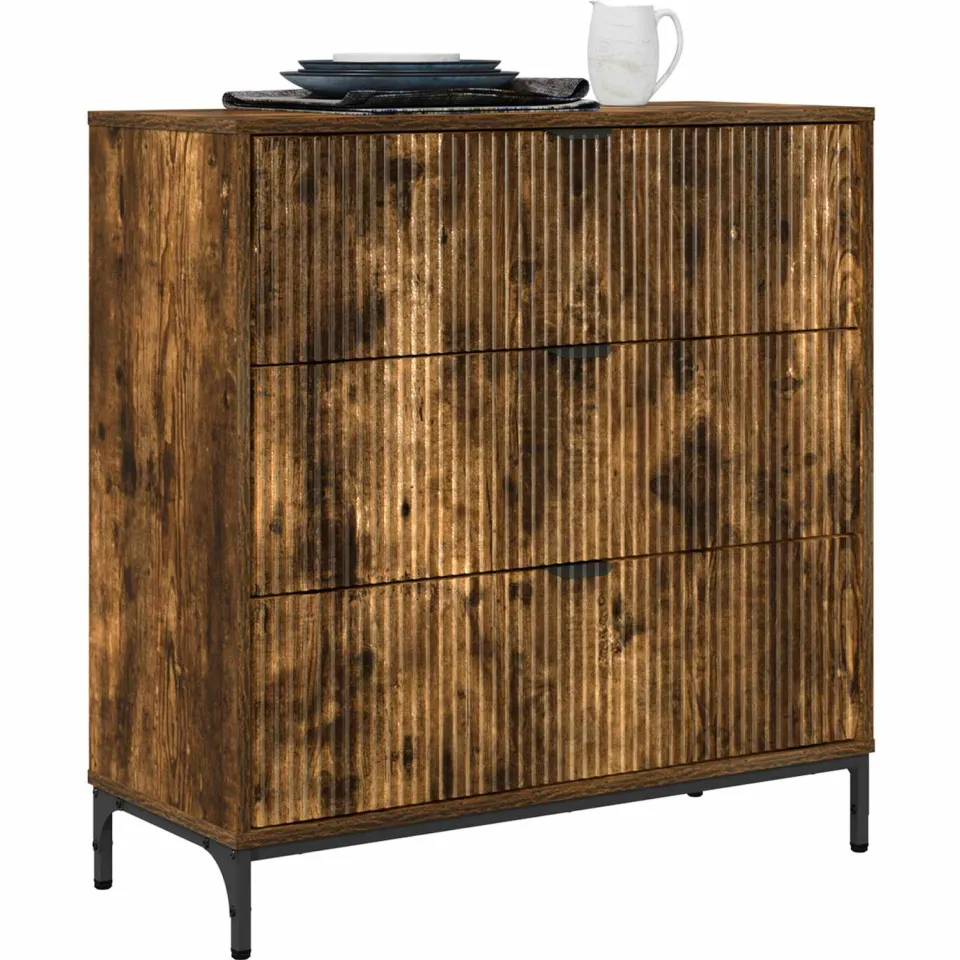 vidaXL Dressoir Gerookt eiken 79,5 x 33 x 82 cm Bewerkt hout Bruin