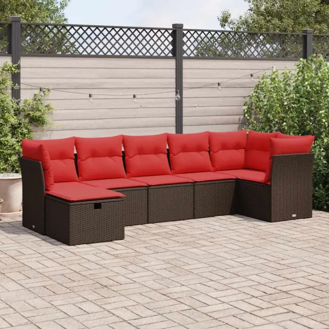vidaXL 7-delige Loungeset met kussens poly rattan bruin, foto 2