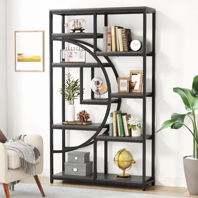 Tribesigns Boekenrek - Boekenkast Industrieel - 5 Lagen - Hout/Metaal - Grijs - 95 x 30 x 176cm