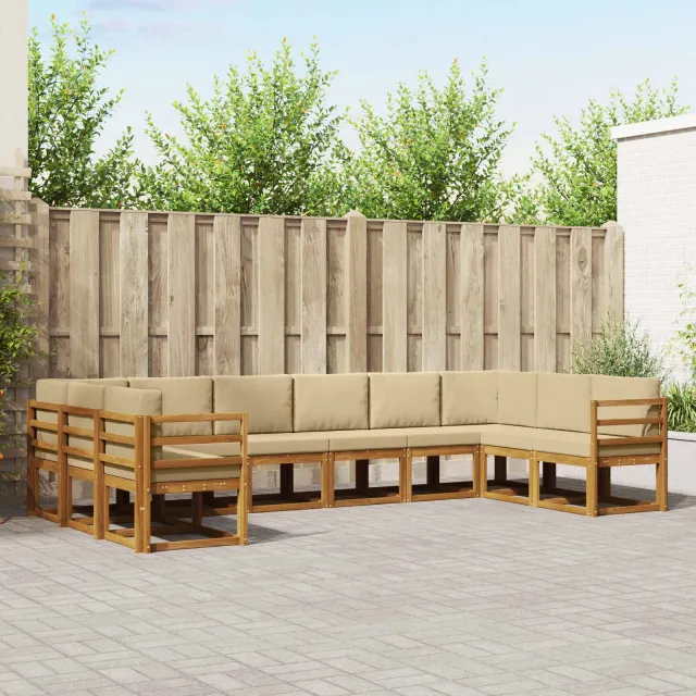 vidaXL Buiten bankenset 10 st 10-zits Natuurlijk en Beige Bruin