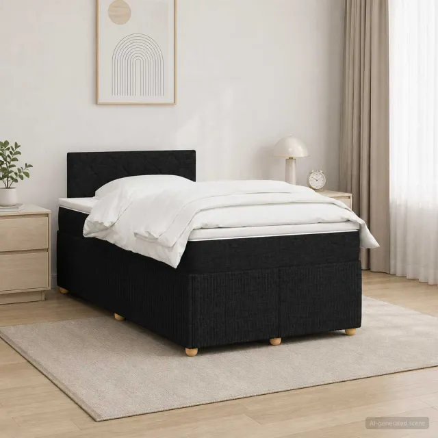 vidaXL Boxspringbed met matras met hoofdeinde Zwart 120 x 190 cm Stof