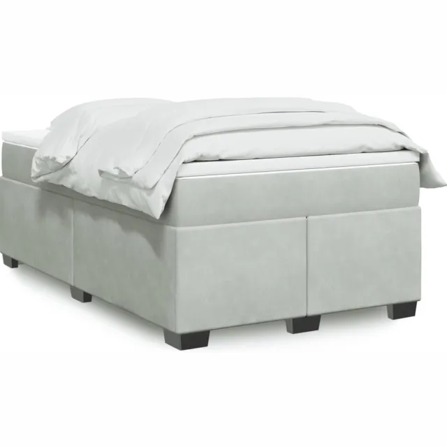 vidaXL Boxspring met matras fluweel lichtgrijs 120x190 cm grijs