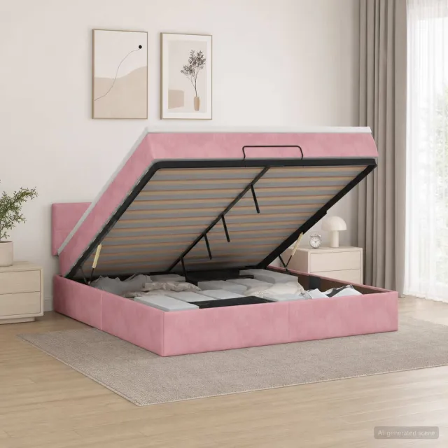 vidaXL Ottoman bed met matras met hoofdeinde Roze 160 x 200 cm Fluweel