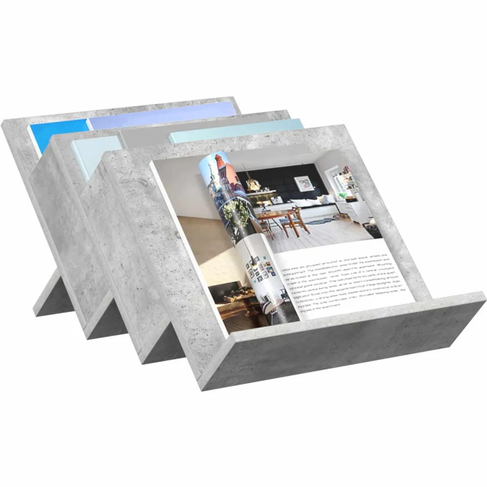 vidaXL Tijdschrift Rek Concerte Grijs 53 x 40 x 28,5 cm Bewerkt hout