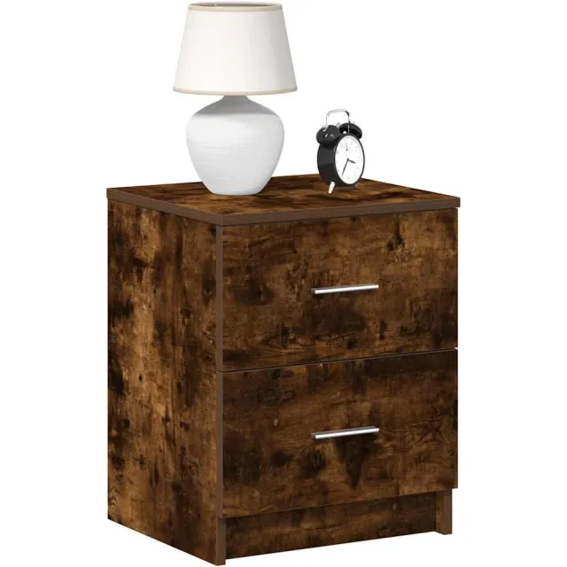 vidaXL Nachtkastjes 2 st met 2 lades 40x36x50 cm gerookt eikenkleurig Wit