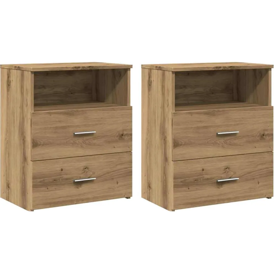 vidaXL Nachtkastjes 2 st 50x32x60cm bewerkt hout artisanaal eikenkleur, foto 3