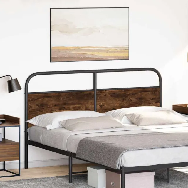 vidaXL Vervangend hoofdbord 160 cm staal en gerookt eikenkleurig Bruin