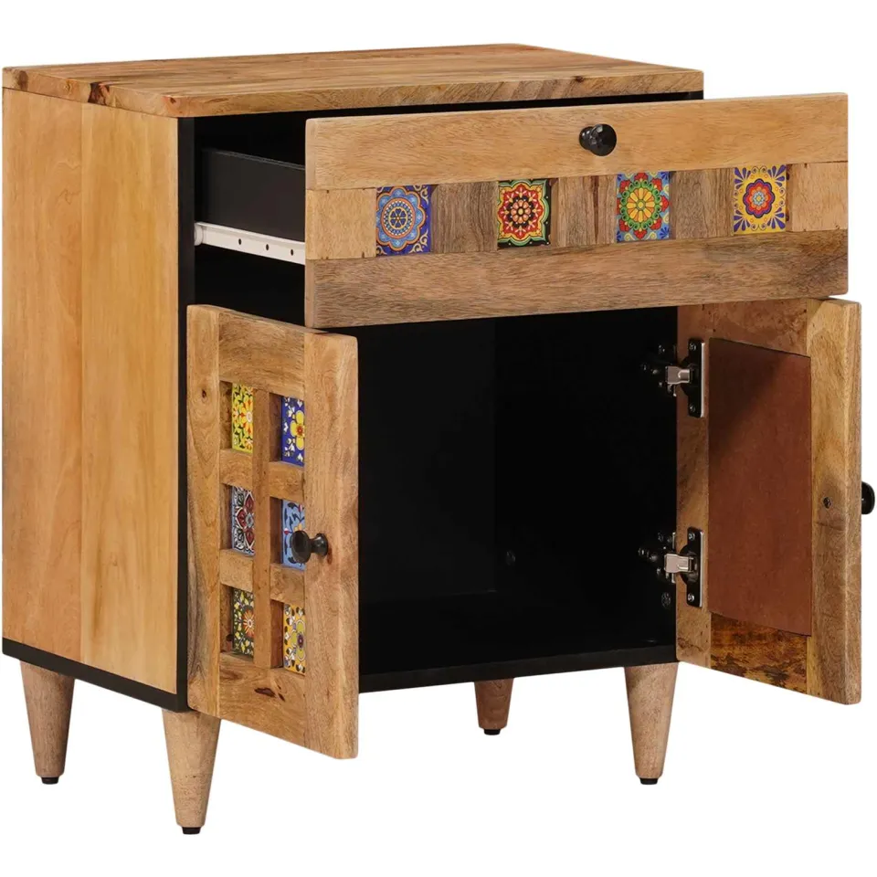 vidaXL Nachtkastje Naturel 50 x 33 x 60 cm Massief Mango Hout, foto 2