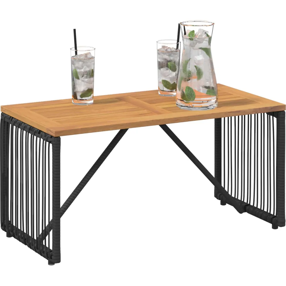 vidaXL Buiten Tafel Zwart en Bruin 80 x 40 x 40 cm poly rattan