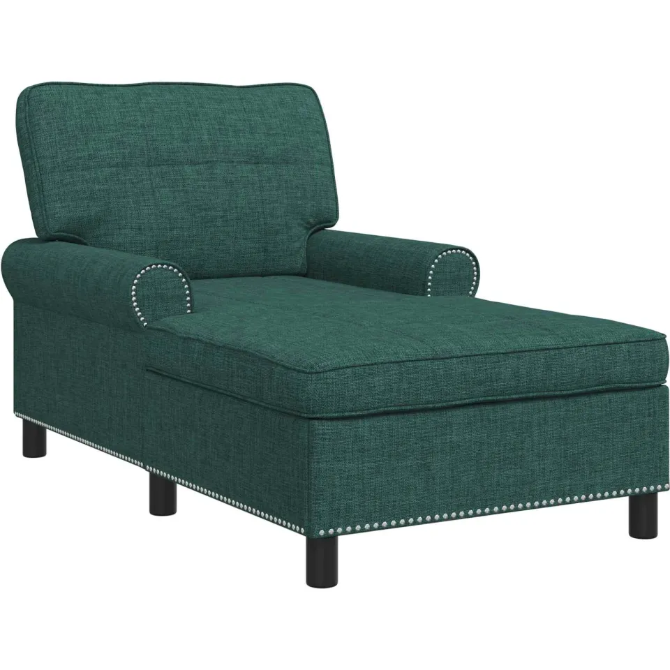 vidaXL Chaise Lounge Donkergroen Stof 91 x 157 x 91 cm groen, foto 4