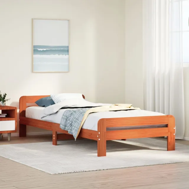 vidaXL Bedframe zonder matras massief grenenhout wasbruin 75x190 cm bruin